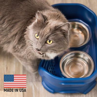 Show full view: Neater Pets Neater Feeder Deluxe Elevated & Mess-Proof Cat Bowls, 1-cup food & 1.5-cup water, Dark Blue slide 4 of 15