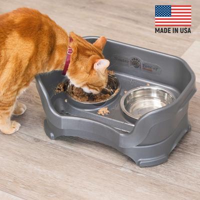 Show full view: Neater Pets Neater Feeder Deluxe Elevated & Mess-Proof Cat Bowls, 1-cup food & 1.5-cup water, Gunmetal Grey slide 3 of 14