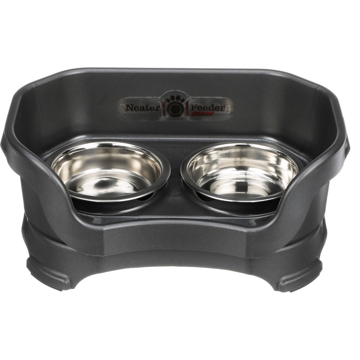 Neater Pets Neater Feeder Deluxe Elevated & Mess-Proof Cat Bowls, 1-cup food & 1.5-cup water, Midnight Black