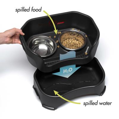 Show full view: Neater Pets Neater Feeder Deluxe Elevated & Mess-Proof Cat Bowls, 1-cup food & 1.5-cup water, Midnight Black slide 2 of 14