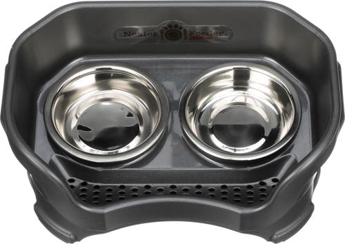 Show full view: Neater Pets Neater Feeder Deluxe Elevated & Mess-Proof Cat Bowls, 1-cup food & 1.5-cup water, Midnight Black slide 7 of 14