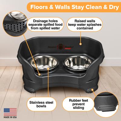 Show full view: Neater Pets Neater Feeder Deluxe Elevated & Mess-Proof Cat Bowls, 1-cup food & 1.5-cup water, Midnight Black slide 4 of 14