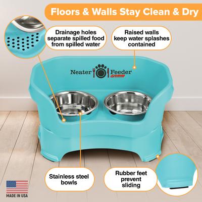 Show full view: Neater Pets Neater Feeder Deluxe Elevated & Mess-Proof Dog Bowls, Aquamarine, 3.5-cup & 5-cup slide 3 of 13