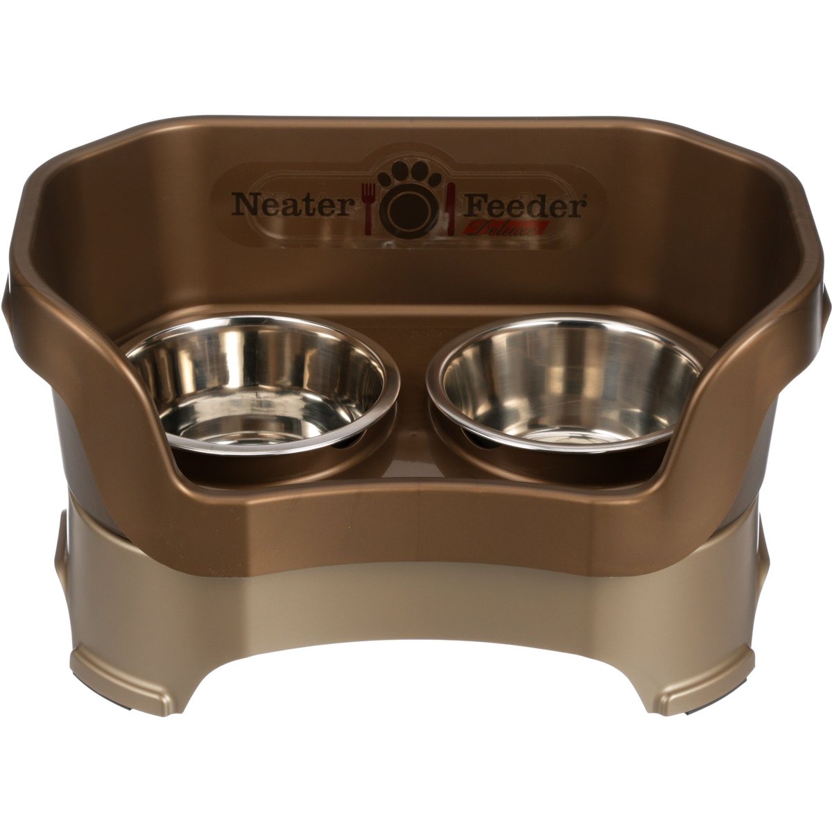 Neater Pets Neater Feeder Deluxe Elevated & Mess-Proof Dog Bowls, Bronze, 3.5-cup & 5-cup Spill Proof