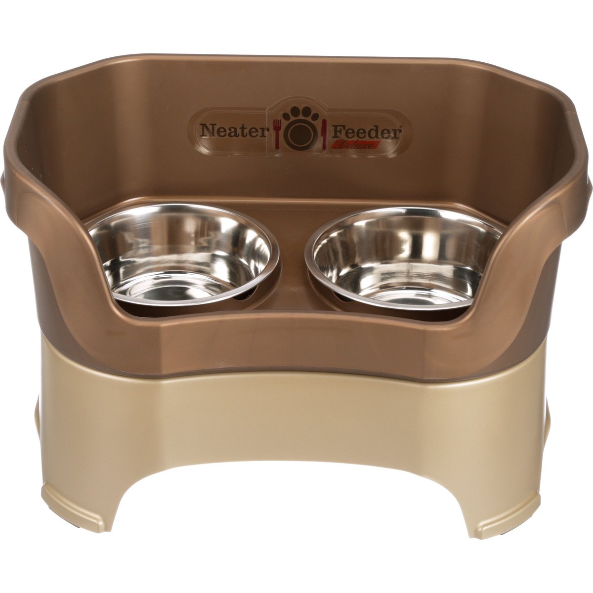 Neater Pets Neater Feeder Deluxe Elevated & Mess-Proof Dog Bowls, Bronze, 7-cup & 9-cup Spill Proof