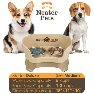 Show full view: Neater Pets Neater Feeder Deluxe Elevated & Mess-Proof Dog Bowls, Cappuccino, 3.5-cup & 5-cup slide 4 of 12