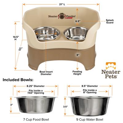 Show full view: Neater Pets Neater Feeder Deluxe Elevated & Mess-Proof Dog Bowls, Cappuccino, 7-cup & 9-cup slide 6 of 12