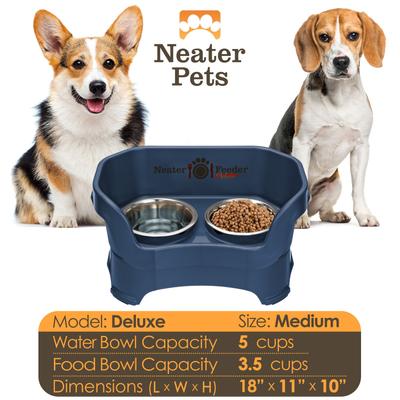 Show full view: Neater Pets Neater Feeder Deluxe Elevated & Mess-Proof Dog Bowls, Dark Blue, 3.5-cup & 5-cup slide 4 of 13