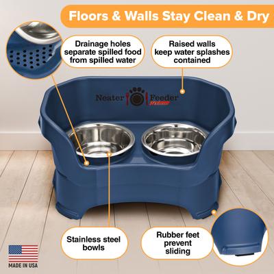 Show full view: Neater Pets Neater Feeder Deluxe Elevated & Mess-Proof Dog Bowls, Dark Blue, 3.5-cup & 5-cup slide 3 of 13