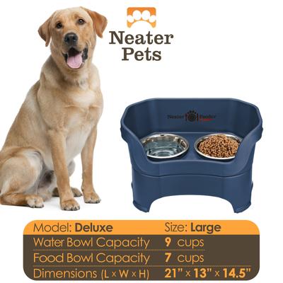 Show full view: Neater Pets Neater Feeder Deluxe Elevated & Mess-Proof Dog Bowls, Dark Blue, 7-cup & 9-cup slide 4 of 13
