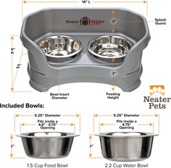 Neater Pets Neater Feeder Deluxe Elevated & Mess-Proof Dog Bowls, Gunmetal Grey, 1.5-cup & 2.2-cup slide 2 of 7