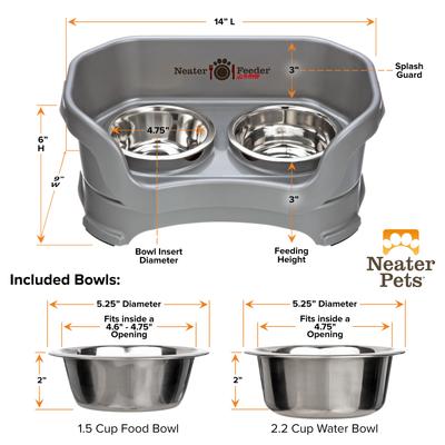 Show full view: Neater Pets Neater Feeder Deluxe Elevated & Mess-Proof Dog Bowls, Gunmetal Grey, 1.5-cup & 2.2-cup slide 6 of 12
