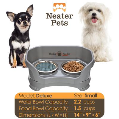 Show full view: Neater Pets Neater Feeder Deluxe Elevated & Mess-Proof Dog Bowls, Gunmetal Grey, 1.5-cup & 2.2-cup slide 4 of 12