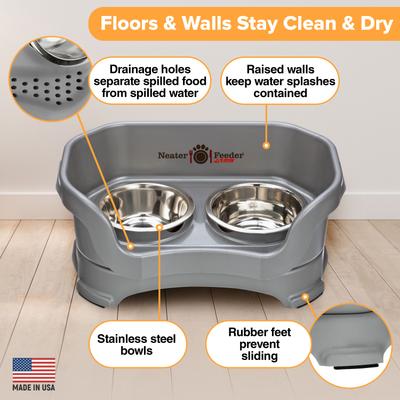 Show full view: Neater Pets Neater Feeder Deluxe Elevated & Mess-Proof Dog Bowls, Gunmetal Grey, 1.5-cup & 2.2-cup slide 3 of 12