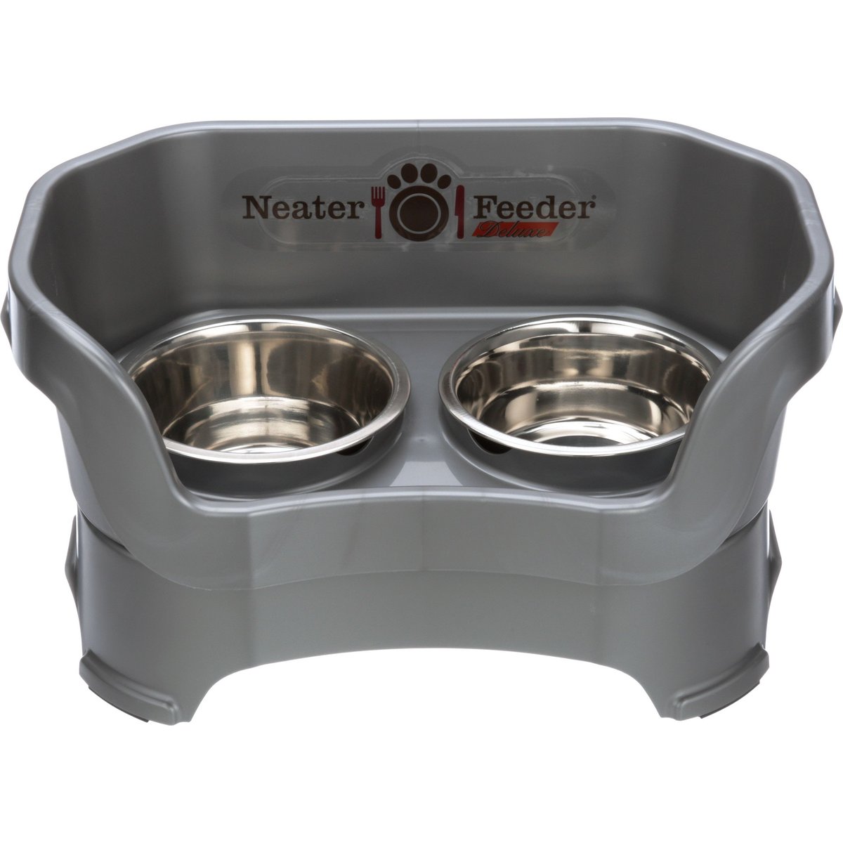 Neater Pets Neater Feeder Deluxe Elevated & Mess-Proof Dog Bowls, Gunmetal Grey, 3.5-cup & 5-cup