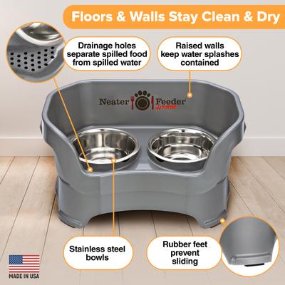 Show full view: Neater Pets Neater Feeder Deluxe Elevated & Mess-Proof Dog Bowls, Gunmetal Grey, 3.5-cup & 5-cup slide 3 of 12