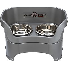 Neater Pets Neater Feeder Deluxe Elevated & Mess-Proof Dog Bowls, Gunmetal Grey, 7-cup & 9-cup