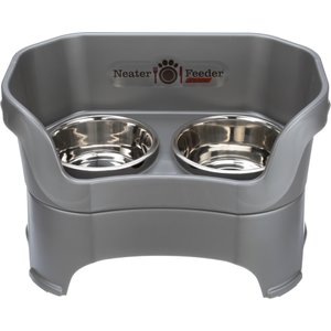 Neater Pets Neater Feeder Deluxe Elevated & Mess-Proof Dog Bowls, Gunmetal Grey, 7-cup & 9-cup