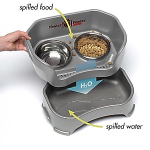 Neater Pets Neater Feeder Deluxe Elevated & Mess-Proof Dog Bowls, Gunmetal Grey, 7-cup & 9-cup