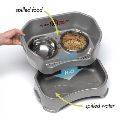 Show full view: Neater Pets Neater Feeder Deluxe Elevated & Mess-Proof Dog Bowls, Gunmetal Grey, 7-cup & 9-cup slide 2 of 13
