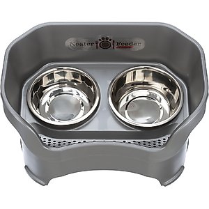Neater Pets Neater Feeder Deluxe Elevated & Mess-Proof Dog Bowls, Gunmetal Grey, 7-cup & 9-cup