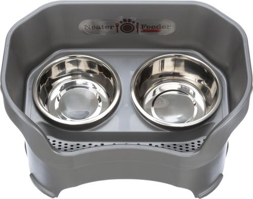 Show full view: Neater Pets Neater Feeder Deluxe Elevated & Mess-Proof Dog Bowls, Gunmetal Grey, 7-cup & 9-cup slide 6 of 13