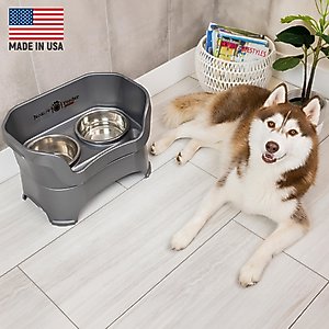 Neater Pets Neater Feeder Deluxe Elevated & Mess-Proof Dog Bowls, Gunmetal Grey, 7-cup & 9-cup