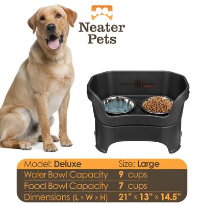 Show full view: Neater Pets Neater Feeder Deluxe Elevated & Mess-Proof Dog Bowls, Midnight Black, 7-cup & 9-cup slide 5 of 13