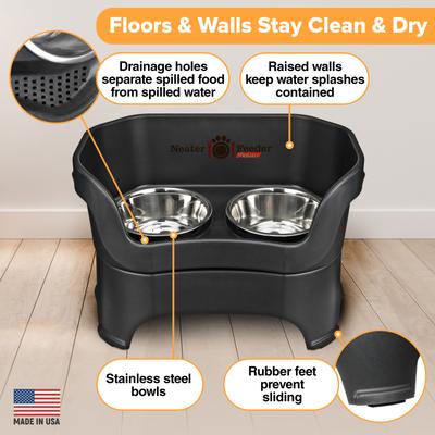 Show full view: Neater Pets Neater Feeder Deluxe Elevated & Mess-Proof Dog Bowls, Midnight Black, 7-cup & 9-cup slide 3 of 13