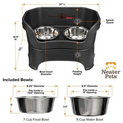 Show full view: Neater Pets Neater Feeder Deluxe Elevated & Mess-Proof Dog Bowls, Midnight Black, 7-cup & 9-cup slide 7 of 13