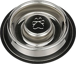 Neater Pets Non-Skid Non-Tip Stainless Steel Slow Feeder Dog Bowl, 3-cup