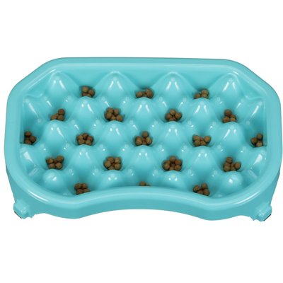 Neater Pets Neater Pets Standard Non-Skid Plastic Slow Feeder Dog & Cat Bowl, 2.5-cup, Aquamarine