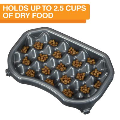 Show full view: Neater Pets Standard Non-Skid Plastic Slow Feeder Dog & Cat Bowl, Gunmetal Grey, 2.5-cup slide 5 of 10
