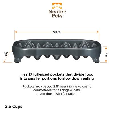Show full view: Neater Pets Standard Non-Skid Plastic Slow Feeder Dog & Cat Bowl, Gunmetal Grey, 2.5-cup slide 8 of 10