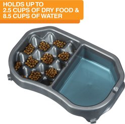 Neater Pets Standard Non-Skid Plastic Slow Feeder Double Diner Dog & Cat Food & Water Bowl, 2.5-cup & 8.5-cup, Gunmetal Grey slide 2 of 5
