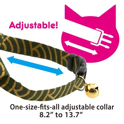 Show full view: Necoichi Bandana Cat Collar with Air Tag Pocket, One Size, Green slide 3 of 10