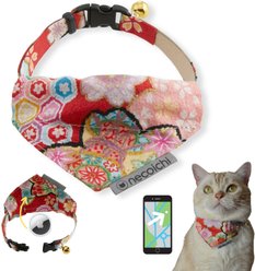 Necoichi Bandana Cat Collar with Air Tag Pocket, One Size, Red