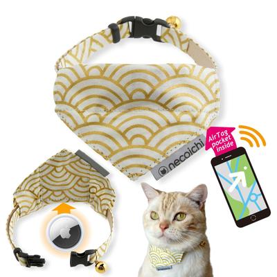 Show full view: Necoichi Bandana Cat Collar with Air Tag Pocket, One Size, White slide 1 of 9