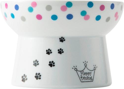 Show full view: Necoichi Ceramic Elevated Cat Food Bowl, Colorful Dots, 1 cup slide 2 of 10