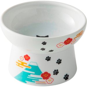Necoichi Ceramic Elevated Cat Food Bowl, Fuji, 1 cup