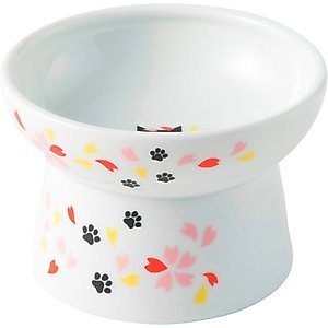 Necoichi Ceramic Elevated Cat Food Bowl, Sakura, 1 cup