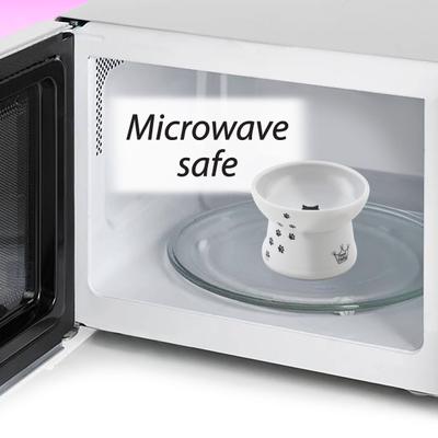 Show full view: Necoichi Ceramic Elevated Cat Food Bowl, White Paw Print, 1-cup slide 6 of 13