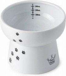Necoichi Ceramic Elevated Cat Water Bowl, Cat Paw Print, Extra Tall, 12.2-oz