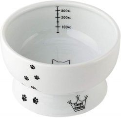 Necoichi Ceramic Elevated Cat Water Bowl, Cat Paw Print, Raised, 12.2-oz