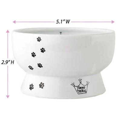 Show full view: Necoichi Ceramic Elevated Cat Water Bowl, Cat Paw Print, Raised, 12.2-oz slide 8 of 13