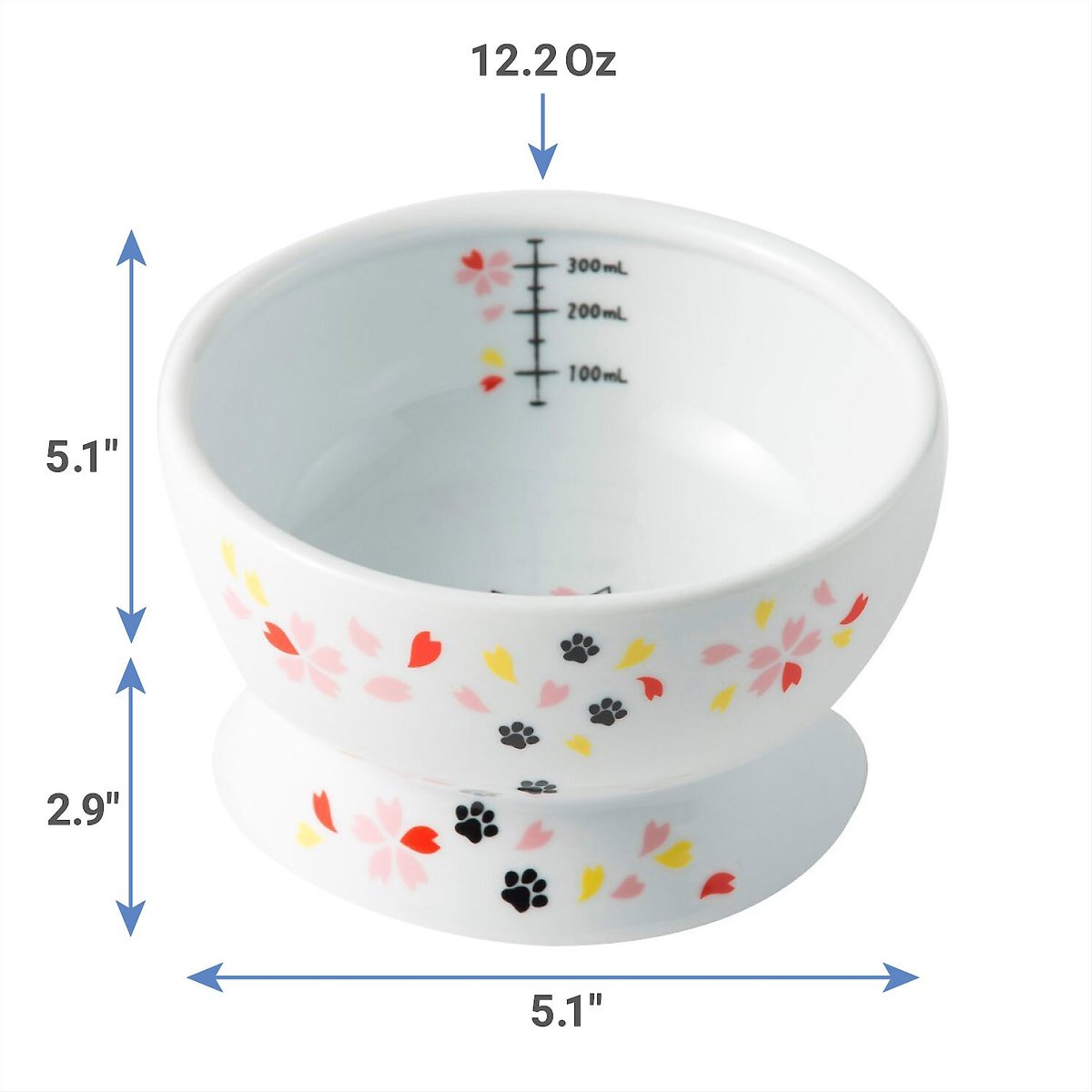 Necoichi Ceramic Elevated Cat Water Bowl, Nordic Blue, 12.2-oz