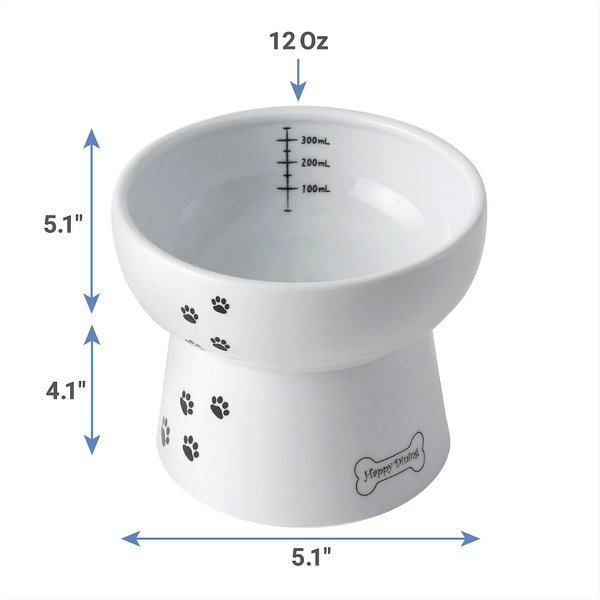 Necoichi Ceramic Elevated Dog Water Bowl, 12-oz