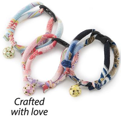 Show full view: Necoichi Chirimen Clover Breakaway Cat Collar with Bell, Navy, 8.2 to 13.7-in neck, 2/5-in wide slide 5 of 8