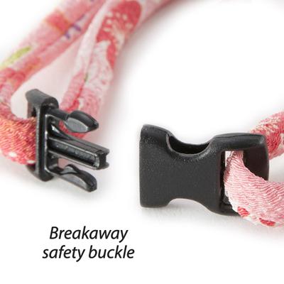 Show full view: Necoichi Chirimen Clover Breakaway Cat Collar with Bell, Pastel Pink, 8.2 to 13.7-in neck, 2/5-in wide slide 3 of 11