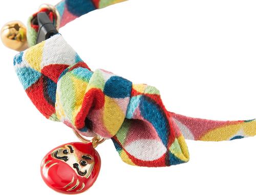 Show full view: Necoichi Chirimen Daruma Charm Breakaway Cat Collar with Bell, Red, 8.2 to 13.7-in neck, 2/5-in wide slide 4 of 8